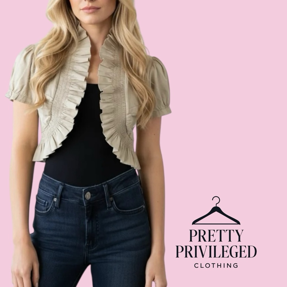 Impress Y2K Beige Cropped Cardigan Top